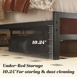 Full Metal Bed Frame with Storage, Brown, view 8