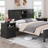 2 Piece Charging Nightstand, Black, view 3