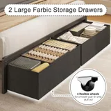Twin Upholstered Bed Frame with Storage, Grey, view 5