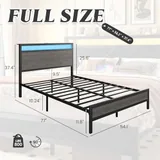 Full Metal Bed Frame with Storage, Grey, view 2