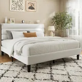 Queen Upholstered Bed Frame with LED, White, view 7