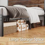 Full Metal Bed Frame with Storage, Brown, view 4