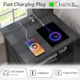 2 Piece Charging Nightstand, Black, view 4