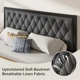 King Upholstered Bed Frame with Storage, Grey, view 4