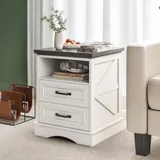 2 Piece Charging Nightstand, White, view 6