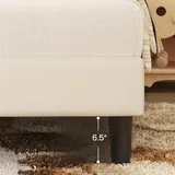 Twin Upholstered Bed Frame with LED, Beige, view 4