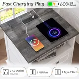 2 Piece Charging Nightstand, White, view 4