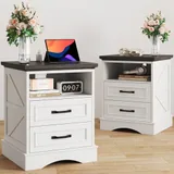 2 Piece Charging Nightstand, White, view 1