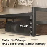 Queen Metal Bed Frame with Storage, Grey, view 8
