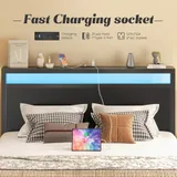 Queen Metal Bed Frame with Storage, Black, view 5