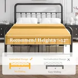 Queen 14 Inch Metal Bed Frame with Storage, Black, view 7