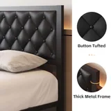 Full Upholstered Bed Frame with Storage, Black, view 4