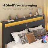 Full Metal Bed Frame with Storage, Black, view 5